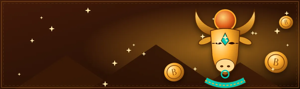 Beef kasyno online – złoty byk ze skrzynią monet na banerze Beef Casino